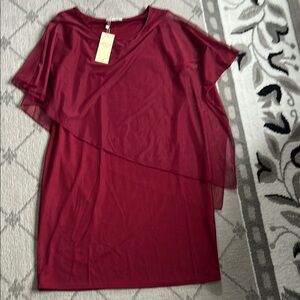 Burgundy Asymmetrical Dress